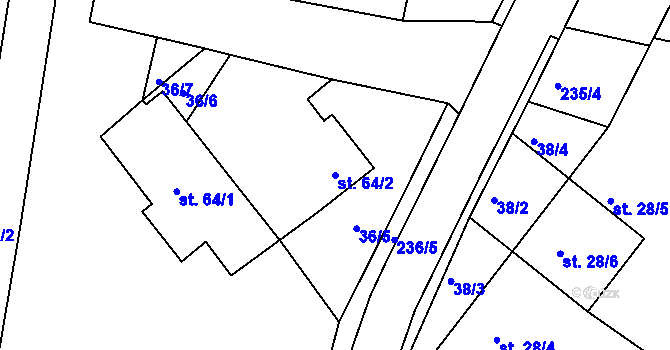 Parcela st. 64/2 v KÚ Svojšice u Choltic, Katastrální mapa