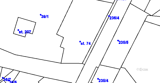 Parcela st. 74 v KÚ Svojšice u Choltic, Katastrální mapa