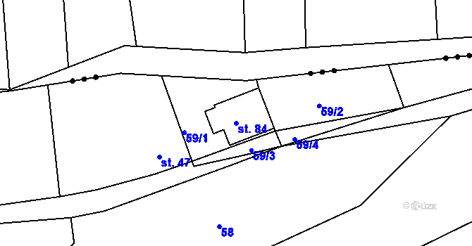 Parcela st. 84 v KÚ Svojšice u Choltic, Katastrální mapa