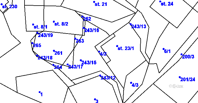 Parcela st. 4/2 v KÚ Svojšice u Choltic, Katastrální mapa
