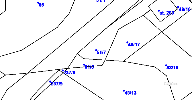 Parcela st. 51/7 v KÚ Svojšice u Choltic, Katastrální mapa