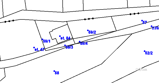 Parcela st. 59/4 v KÚ Svojšice u Choltic, Katastrální mapa