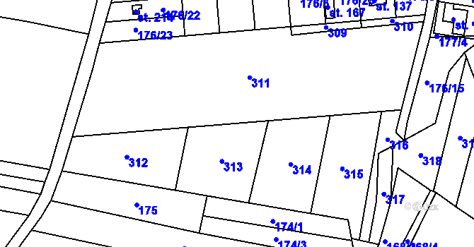 Parcela st. 171/3 v KÚ Svojšice u Choltic, Katastrální mapa