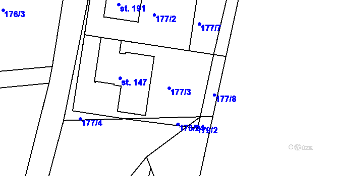 Parcela st. 177/3 v KÚ Svojšice u Choltic, Katastrální mapa