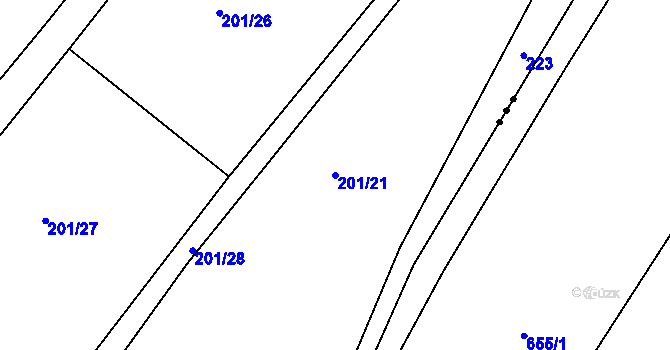 Parcela st. 201/21 v KÚ Svojšice u Choltic, Katastrální mapa