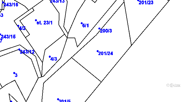 Parcela st. 201/24 v KÚ Svojšice u Choltic, Katastrální mapa