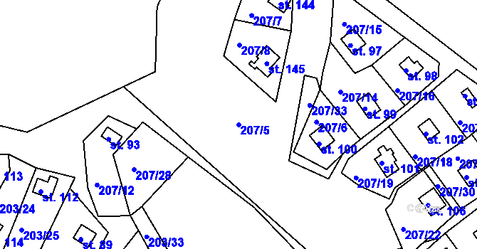 Parcela st. 207/5 v KÚ Svojšice u Choltic, Katastrální mapa