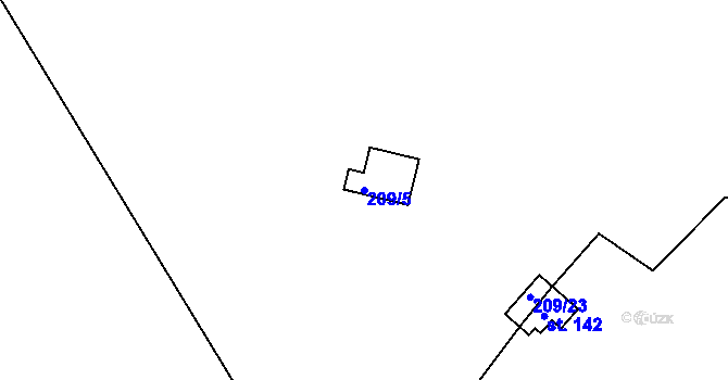 Parcela st. 209/5 v KÚ Svojšice u Choltic, Katastrální mapa