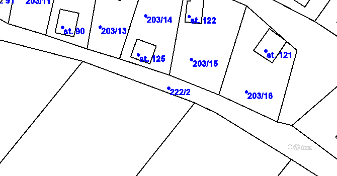 Parcela st. 222/2 v KÚ Svojšice u Choltic, Katastrální mapa
