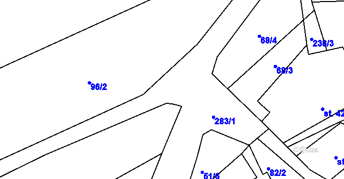 Parcela st. 237/1 v KÚ Svojšice u Choltic, Katastrální mapa