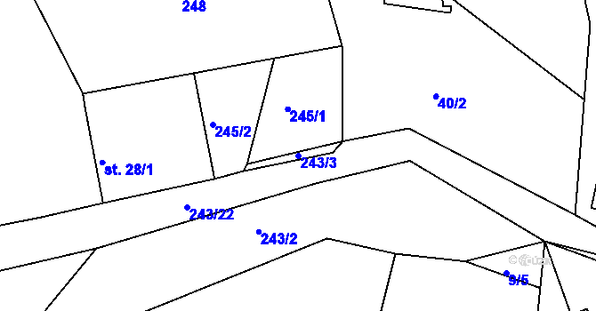 Parcela st. 243/3 v KÚ Svojšice u Choltic, Katastrální mapa