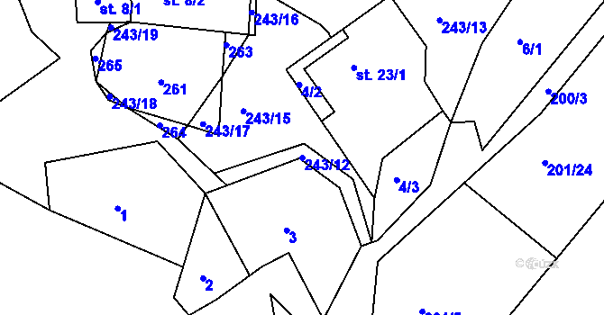 Parcela st. 243/12 v KÚ Svojšice u Choltic, Katastrální mapa