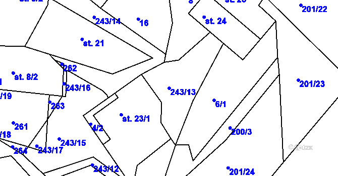 Parcela st. 243/13 v KÚ Svojšice u Choltic, Katastrální mapa