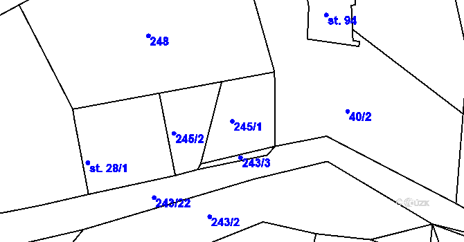 Parcela st. 245/1 v KÚ Svojšice u Choltic, Katastrální mapa