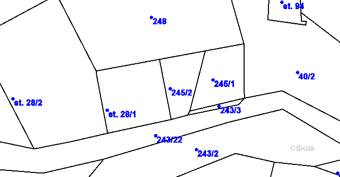 Parcela st. 245/2 v KÚ Svojšice u Choltic, Katastrální mapa