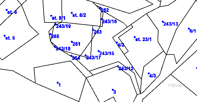 Parcela st. 243/15 v KÚ Svojšice u Choltic, Katastrální mapa