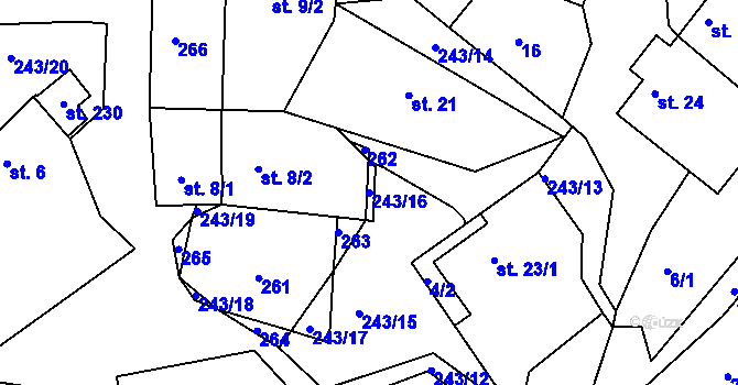 Parcela st. 243/16 v KÚ Svojšice u Choltic, Katastrální mapa