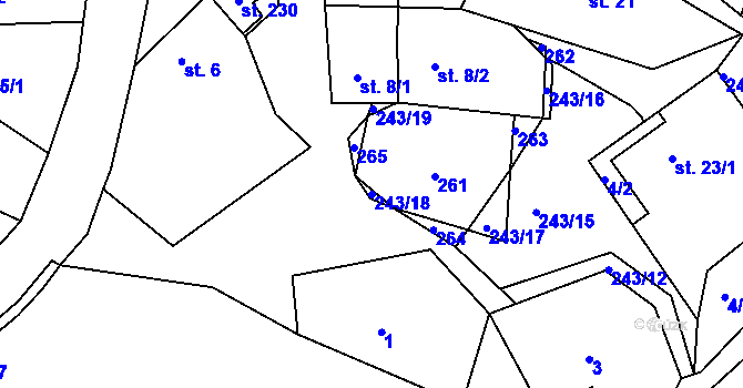Parcela st. 243/18 v KÚ Svojšice u Choltic, Katastrální mapa