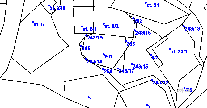 Parcela st. 261 v KÚ Svojšice u Choltic, Katastrální mapa