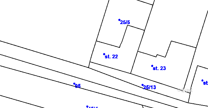 Parcela st. 22 v KÚ Nynkov, Katastrální mapa