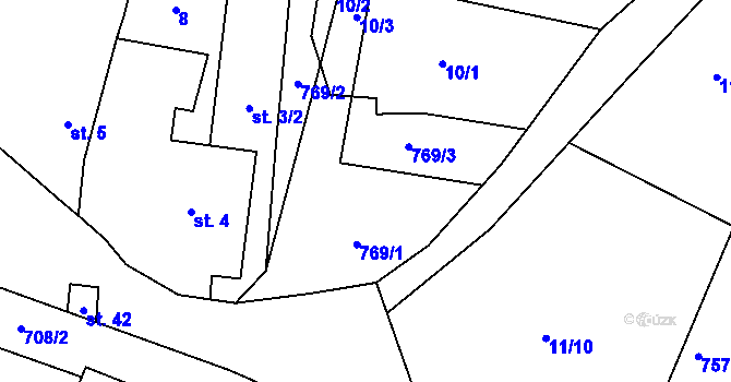 Parcela st. 769 v KÚ Řebří, Katastrální mapa
