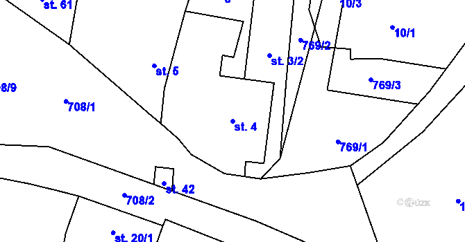 Parcela st. 4 v KÚ Řebří, Katastrální mapa