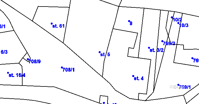 Parcela st. 5 v KÚ Řebří, Katastrální mapa