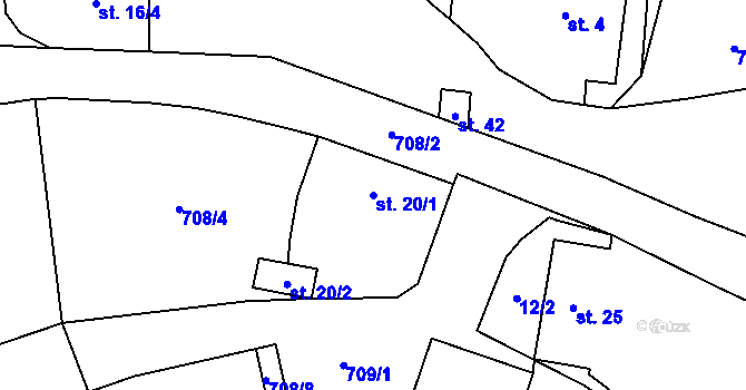 Parcela st. 20/1 v KÚ Řebří, Katastrální mapa