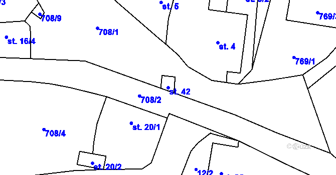 Parcela st. 42 v KÚ Řebří, Katastrální mapa
