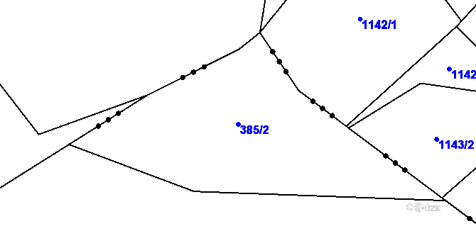 Parcela st. 385/2 v KÚ Řebří, Katastrální mapa