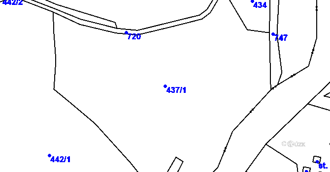 Parcela st. 437/1 v KÚ Řebří, Katastrální mapa