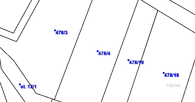 Parcela st. 478/4 v KÚ Řebří, Katastrální mapa