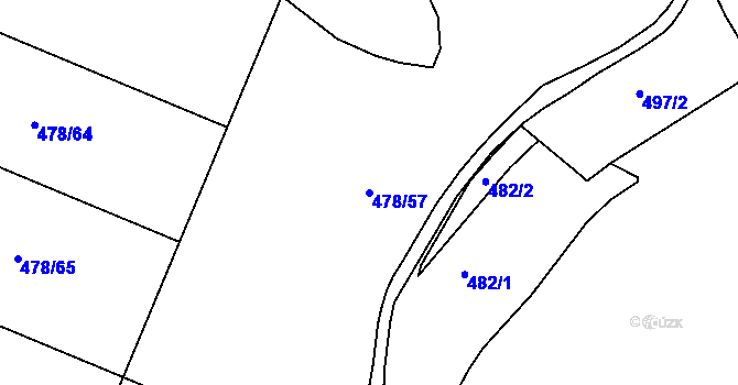 Parcela st. 478/57 v KÚ Řebří, Katastrální mapa