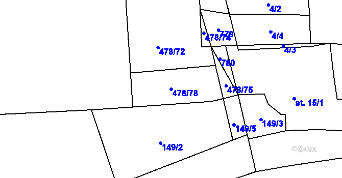 Parcela st. 478/78 v KÚ Řebří, Katastrální mapa