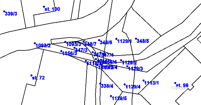Parcela st. 347/4 v KÚ Svojšín, Katastrální mapa