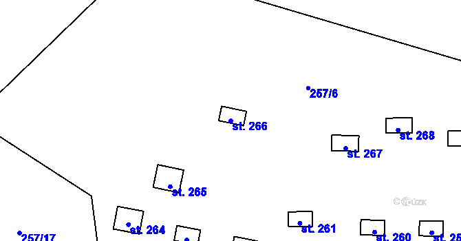 Parcela st. 266 v KÚ Svojšín, Katastrální mapa