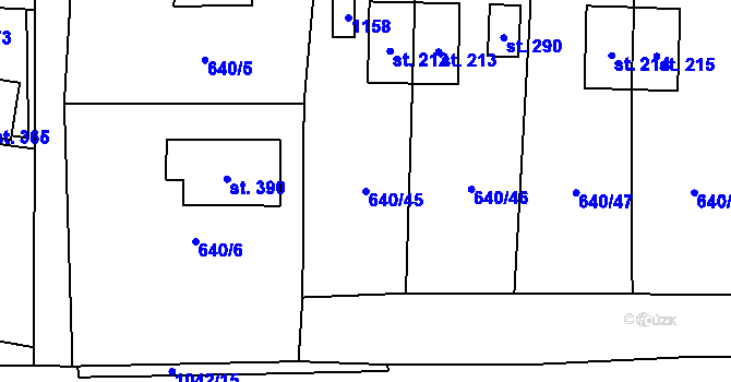 Parcela st. 640/45 v KÚ Svojšín, Katastrální mapa