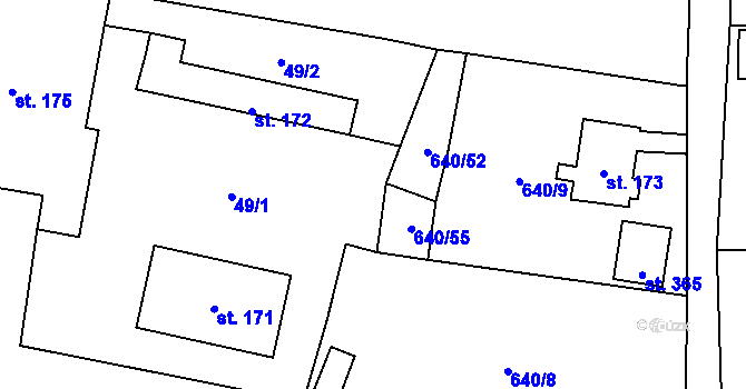 Parcela st. 640/53 v KÚ Svojšín, Katastrální mapa