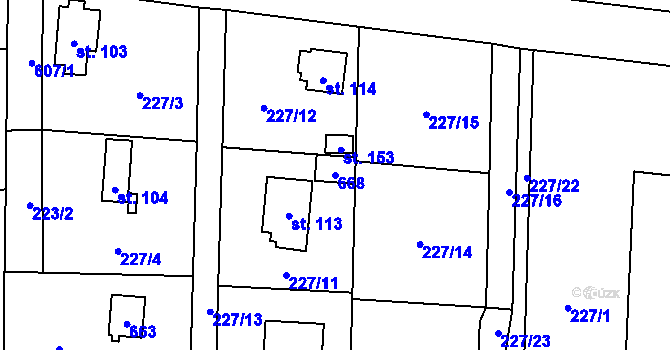Parcela st. 668 v KÚ Otice u Svojšovic, Katastrální mapa