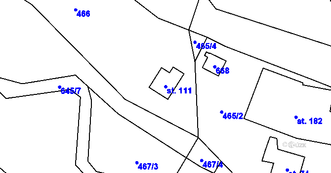 Parcela st. 111 v KÚ Svojšovice, Katastrální mapa