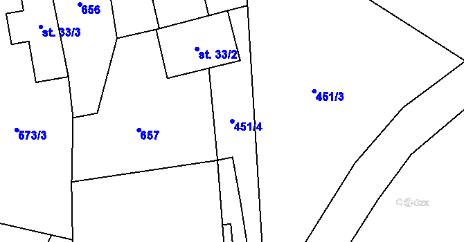 Parcela st. 451/4 v KÚ Svojšovice, Katastrální mapa