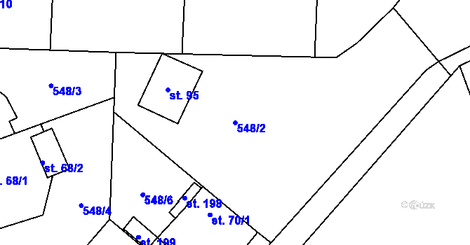 Parcela st. 548/2 v KÚ Svojšovice, Katastrální mapa
