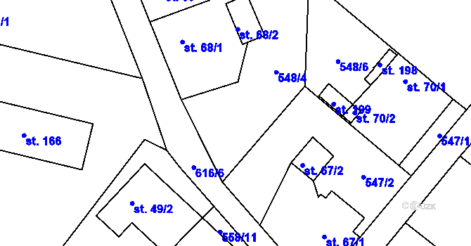 Parcela st. 548/5 v KÚ Svojšovice, Katastrální mapa