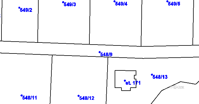 Parcela st. 548/9 v KÚ Svojšovice, Katastrální mapa