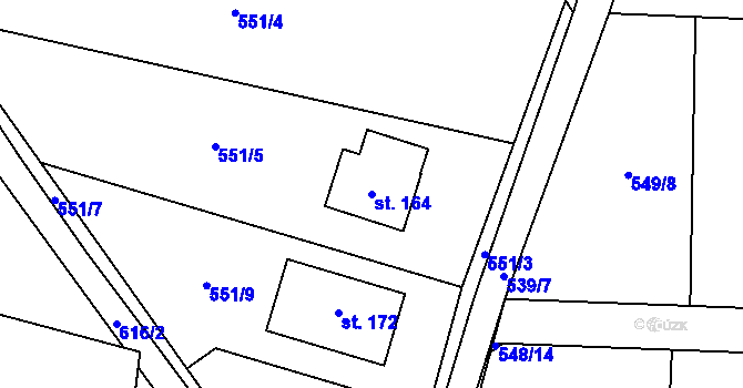 Parcela st. 164 v KÚ Svojšovice, Katastrální mapa