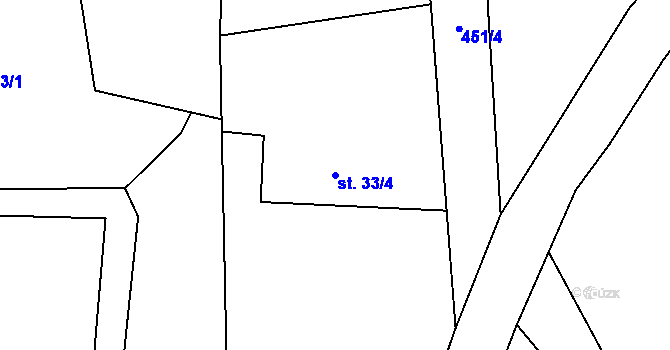 Parcela st. 33/4 v KÚ Svojšovice, Katastrální mapa