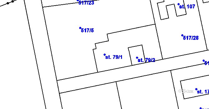 Parcela st. 79/1 v KÚ Svojšovice, Katastrální mapa