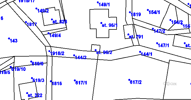 Parcela st. 96/2 v KÚ Svor, Katastrální mapa