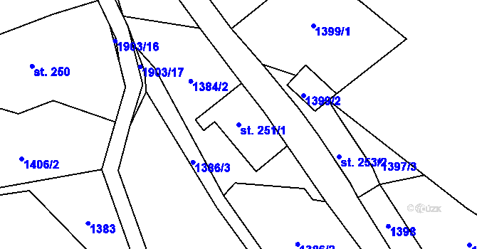 Parcela st. 251/1 v KÚ Svor, Katastrální mapa