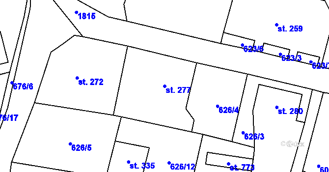 Parcela st. 277 v KÚ Svor, Katastrální mapa